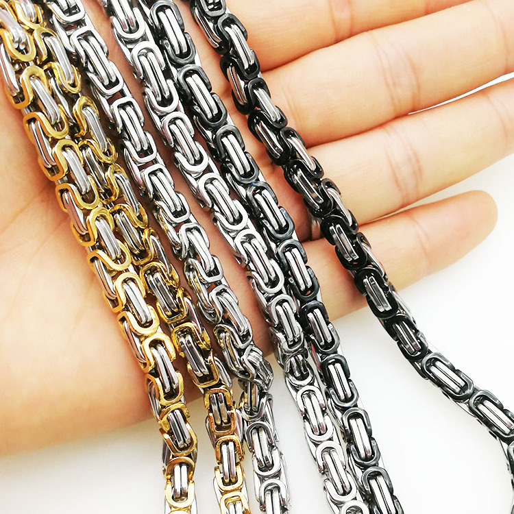 High end stainless steel Byzantine chain silver metal chains for men