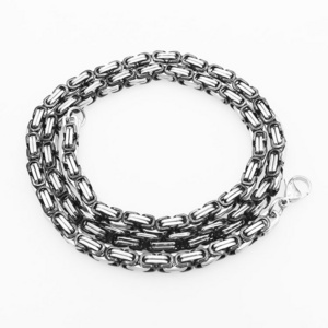 High end stainless steel Byzantine chain silver metal chains for men