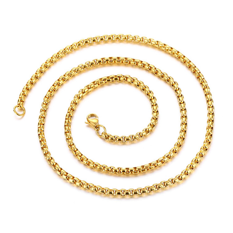 Factory supplier 316 stainless steel box link chains for jewelry making necklace gold chain for men women