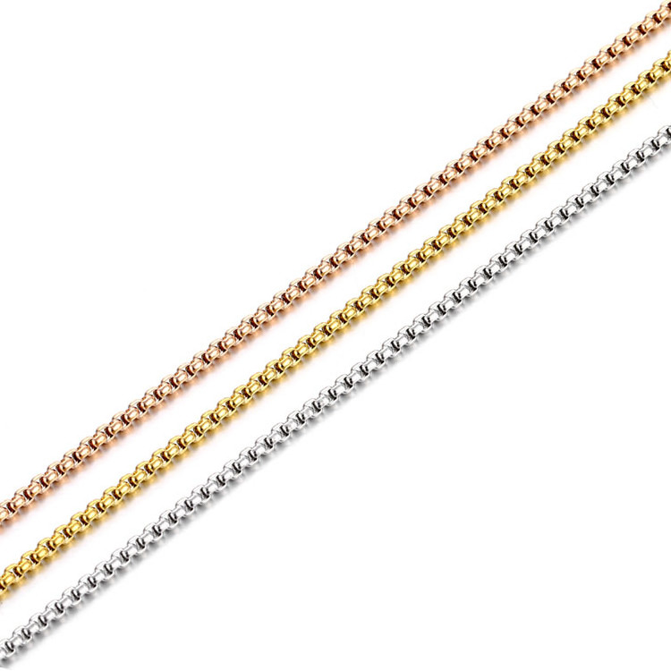 Factory supplier 316 stainless steel box link chains for jewelry making necklace gold chain for men women