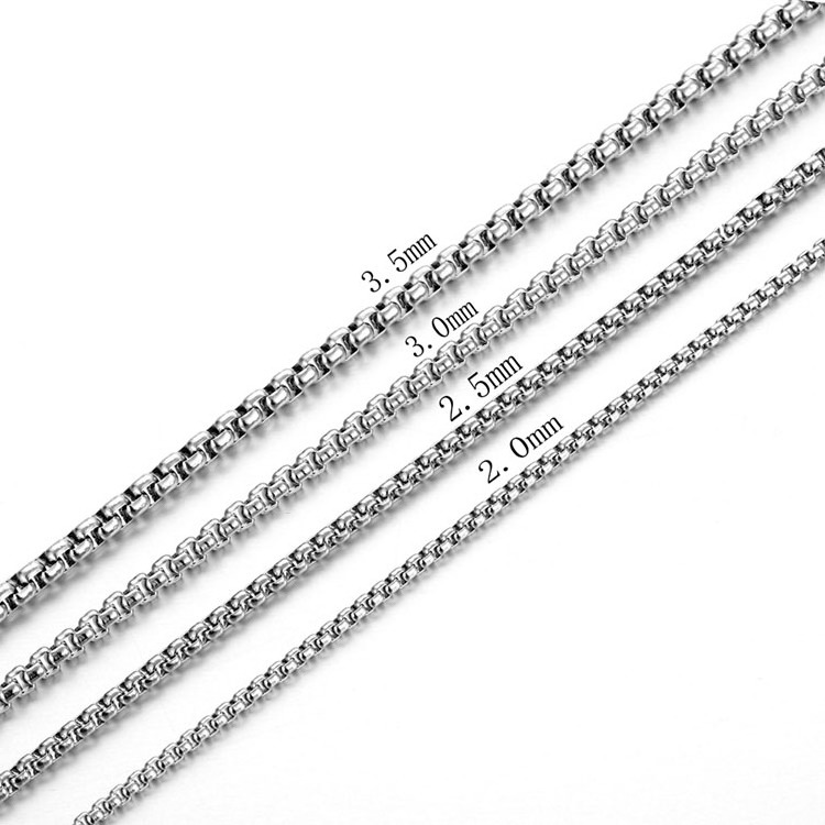 Factory supplier 316 stainless steel box link chains for jewelry making necklace gold chain for men women