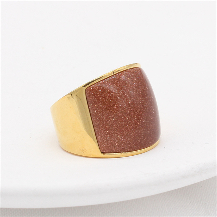 Personalized jewelry chunky rings 18k gold plated opal stone charm rings for men