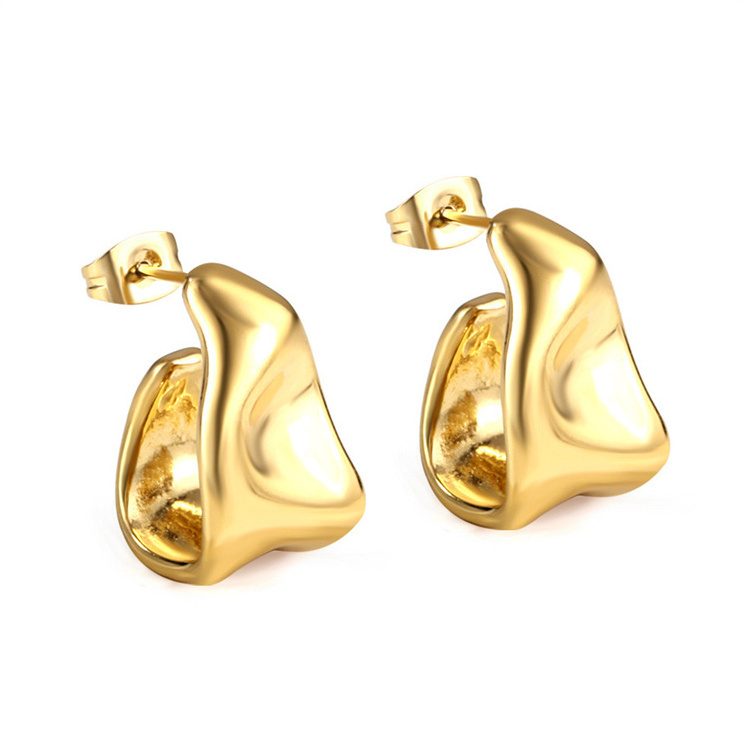 Popular hypoallergenic jewelry gold plated stud earring stainless steel twisted hoop earrings