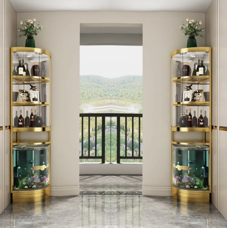 Light luxury wine rack home restaurant triangle wine cabinet stainless steel corner wine cabinet