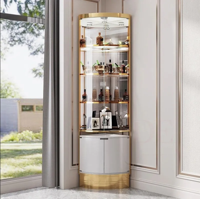 Light luxury wine rack home restaurant triangle wine cabinet stainless steel corner wine cabinet