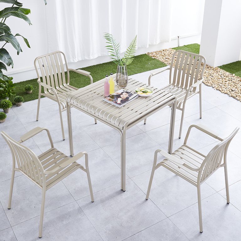 Outdoor tables and chairs courtyard all aluminum open-air garden hotel outdoor leisure balcony small table and chairs