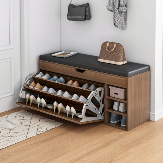 Ready Assembled Solid Wood Shoe Cabinet Simple Shoe Rack Organizer Storage Cabinet