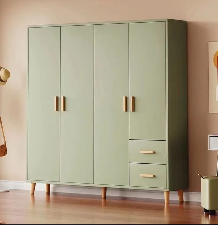 Wardrobe home bedroom solid wood cream wind small apartment locker modern storage wardrobe