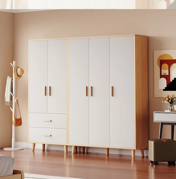 Wardrobe home bedroom solid wood cream wind small apartment locker modern storage wardrobe