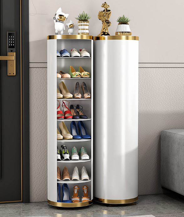 Space-saving circular storage cabinet steel rotating shoe cabinet dust-proof multi-layer shoe rack at home entrance