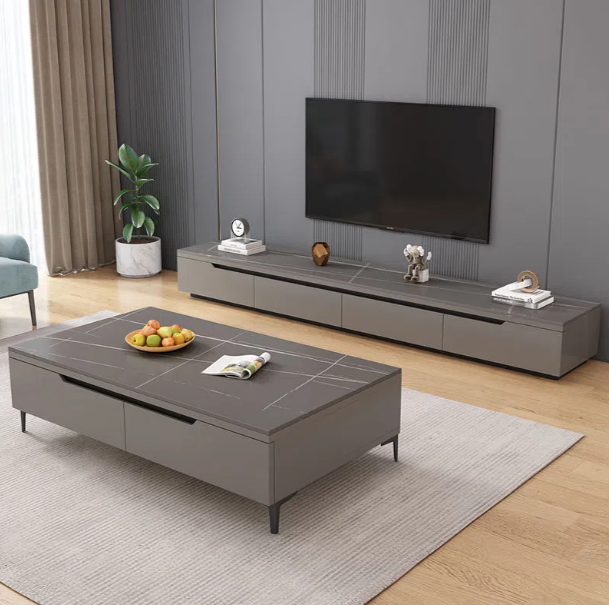 2023 luxury TV Unit Cabinets Modern TV Stand And Coffee Table With Drawer For Living Room Furniture