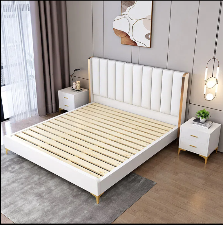 Nordic California king bed storage ottoman new design top fabric solid wood double king size bed fabric raised single bed