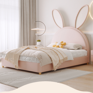 children's bed Nordic single bedroom princess bed girl pink technology leather bed child