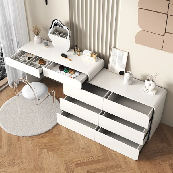 Modern Makeup Desk Wooden Minimalist Storage Cabinet With Mirror Bedroom Furniture Dressing Table