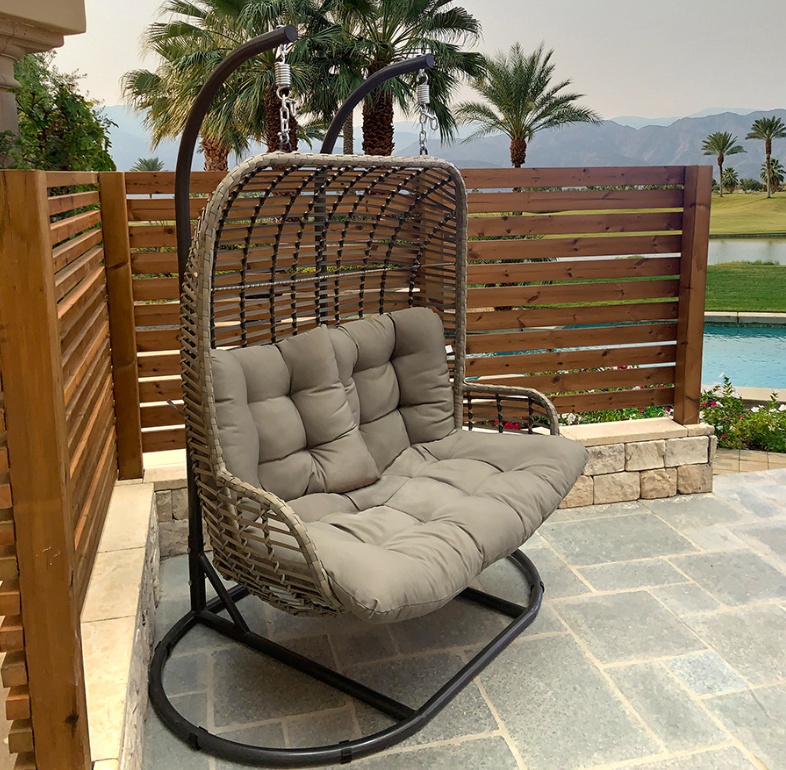 Outdoor Patio Swing Chair Hanging Chair Foldable Garden Rope Egg Chair Swing with Stand