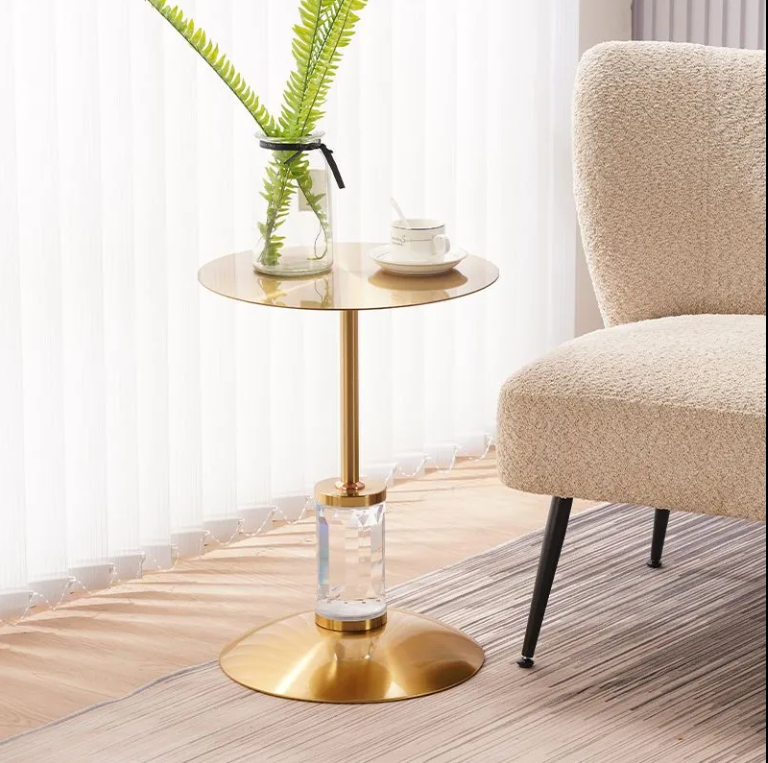 Simple modern crystal jade ornaments Italian style living room sofa side table corners shelf