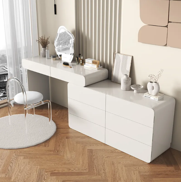 Modern Makeup Desk Wooden Minimalist Storage Cabinet With Mirror Bedroom Furniture Dressing Table