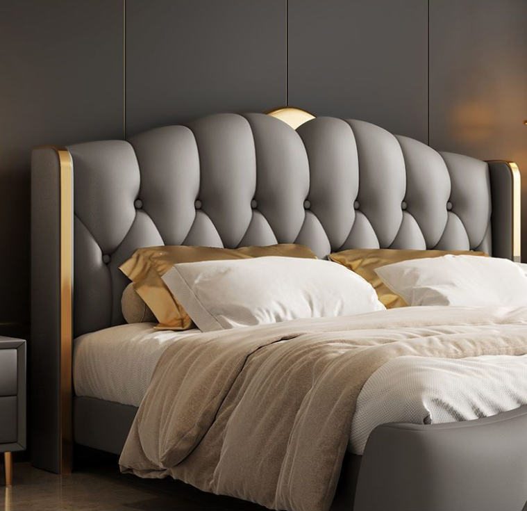 Wholesale Modern Bed Can Customize Bedroom Furniture Soft Waterproof Double Wooden Bed Frame Headboard Bed With Storage