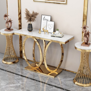 Light luxury entry console cabinet marble porch table against the wall modern minimalist stainless steel console table