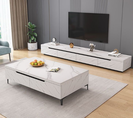 2023 luxury TV Unit Cabinets Modern TV Stand And Coffee Table With Drawer For Living Room Furniture