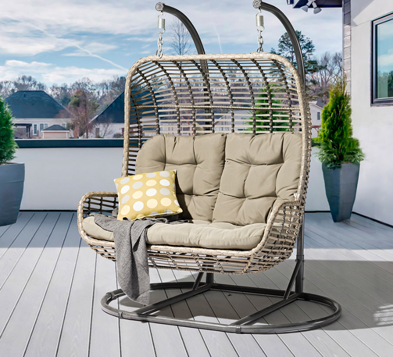 Outdoor Patio Swing Chair Hanging Chair Foldable Garden Rope Egg Chair Swing with Stand