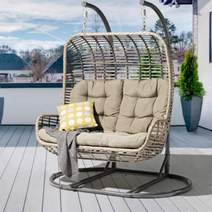 Outdoor Patio Swing Chair Hanging Chair Foldable Garden Rope Egg Chair Swing with Stand