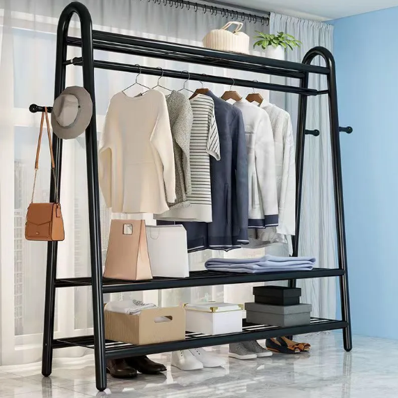 32mm carbon steel multi clothes hanger rack floor stand movable coat rack clothes hanger for bedroom