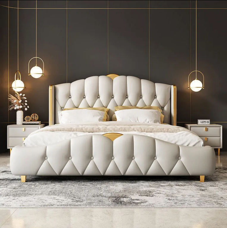 Wholesale Modern Bed Can Customize Bedroom Furniture Soft Waterproof Double Wooden Bed Frame Headboard Bed With Storage