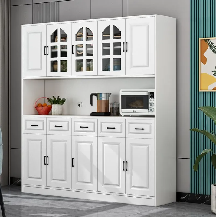 Modern Wood Buffet Cabinet Showcases And Mirror White Sideboard Console Table With 8 Drawers