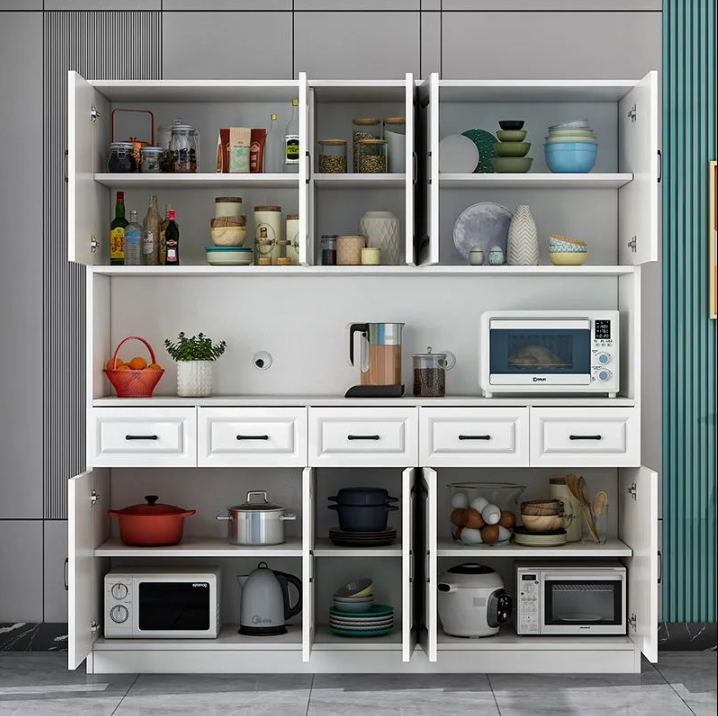 Modern Wood Buffet Cabinet Showcases And Mirror White Sideboard Console Table With 8 Drawers