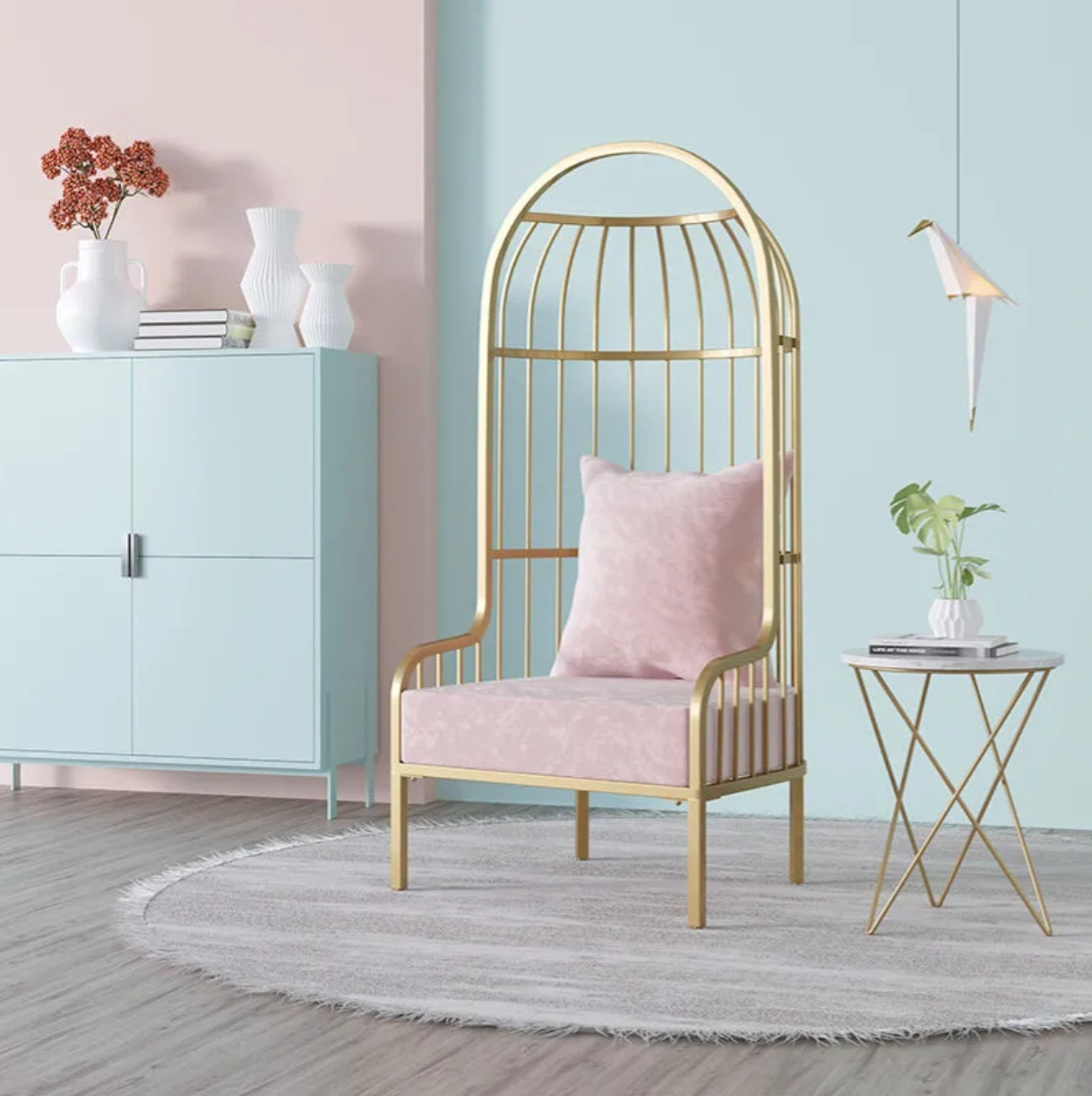 Single iron sofa clothing store bird cage chair high back Nordic double women's wear studio beauty salon sofa chair