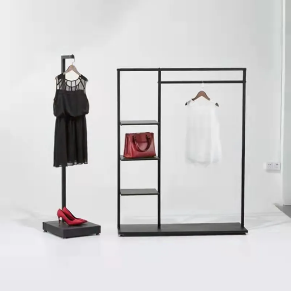 Clothing store wrought iron simple floor-standing clothes display rack women's clothing store gold island frame