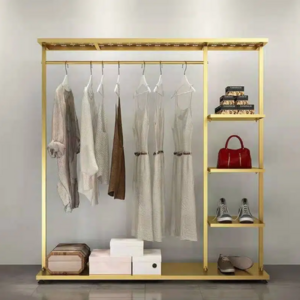 Clothing store wrought iron simple floor-standing clothes display rack women's clothing store gold island frame