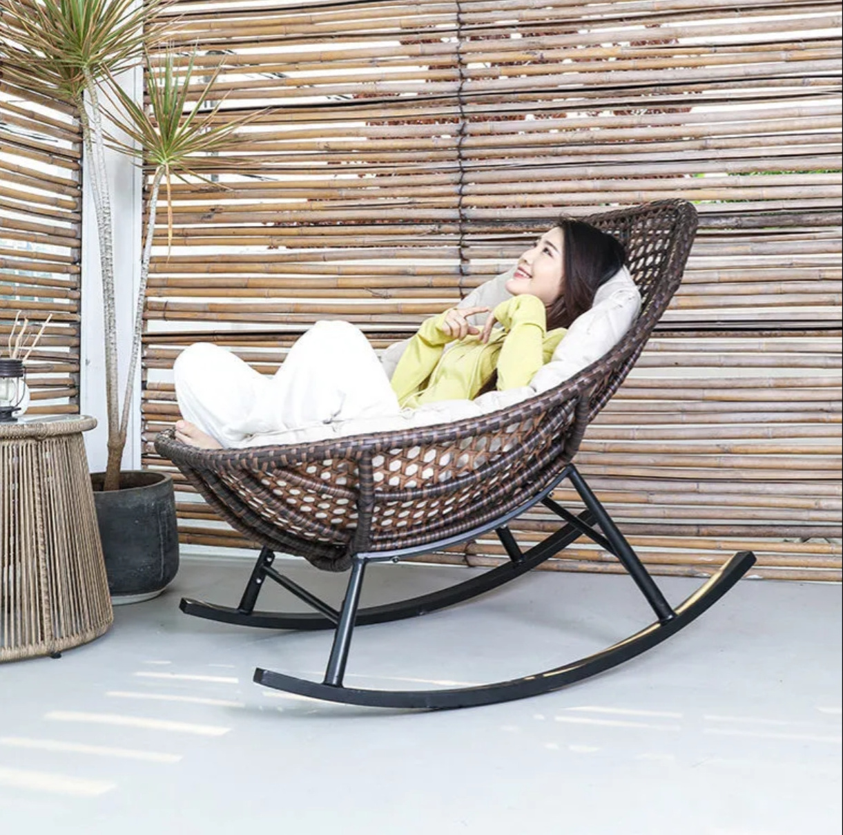 Rocking chair rattan balcony home adult chair rattan lazy chair