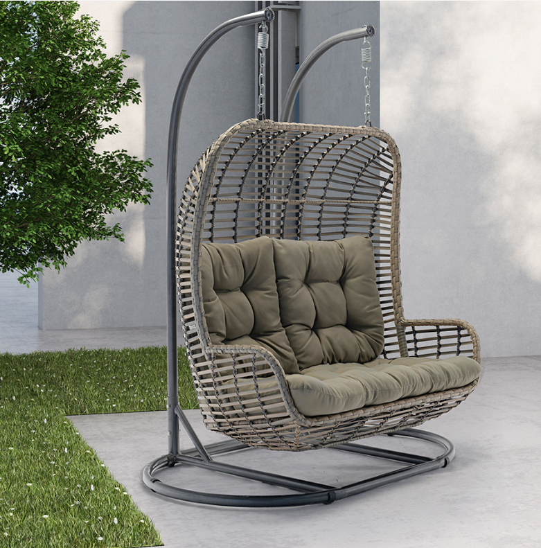 Outdoor Patio Swing Chair Hanging Chair Foldable Garden Rope Egg Chair Swing with Stand