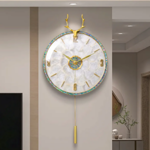 Light luxury shell wall clock hanging wall restaurant modern household simple quartz clock 2023 new living room clock