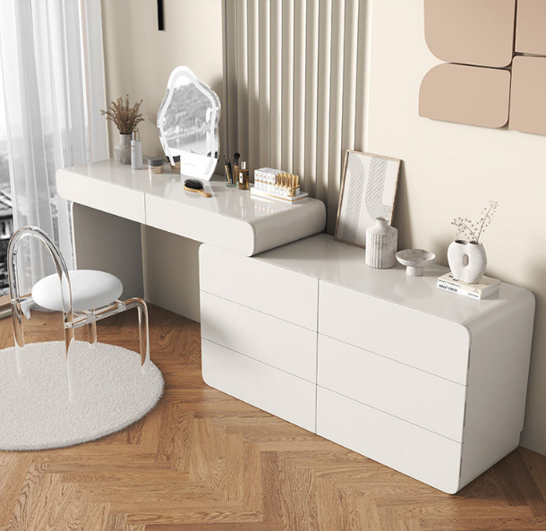 Modern Makeup Desk Wooden Minimalist Storage Cabinet With Mirror Bedroom Furniture Dressing Table