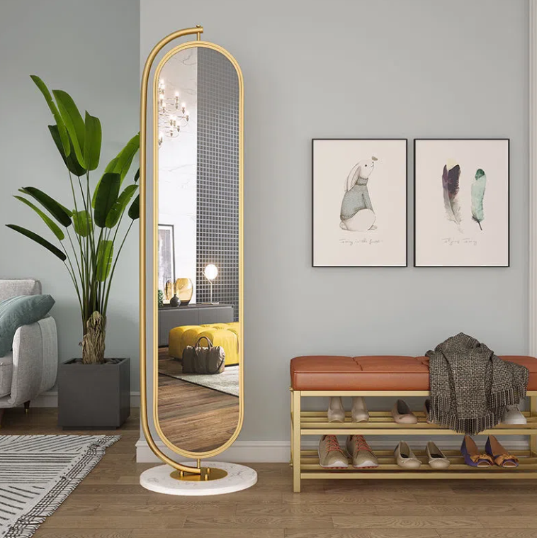 Nordic dressing mirror floor-to-ceiling full-body mirror ins rotating dressing home bedroom multifunctional mirror