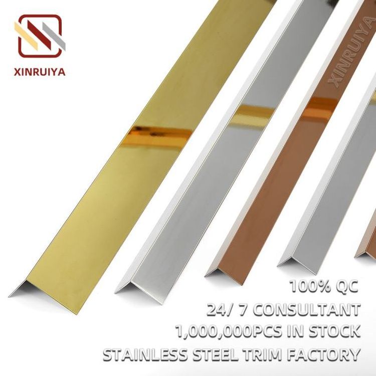 Brass Aluminium L Channel Shape Tile Edge Trim Metal Edging Strips For Tile