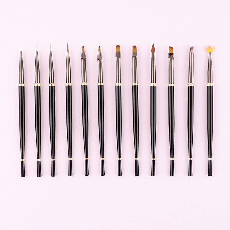 2022 Manufacturers Professional Metal Handle Nylon Acrylic Brush UV Gel Art Nail Brush Set