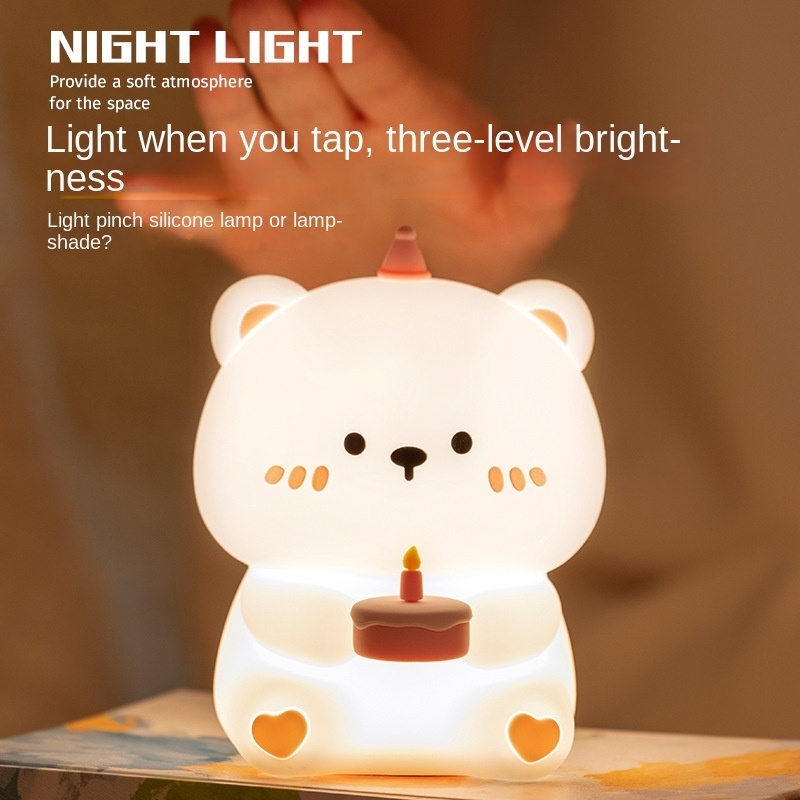 2024 New Product Personalized Cake Bear Lantern Gift Soft Light Atmosphere Creative Kindergarten Lantern