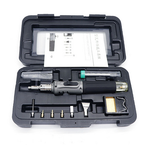 Professional Butane Torch Gas Soldering Iron Kit Cordless Torch Tool Grey 10 in 1 Welding Torch Gas Filling Xinrunda CN;GUA 1 PC