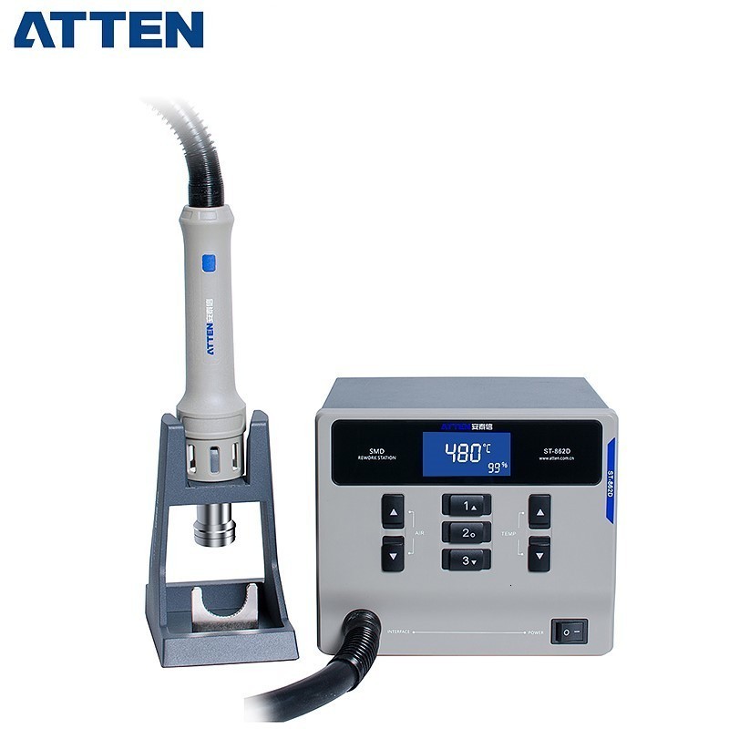 Hot Products ATTEN Repair Digital Adjustable Electric Soldering Iron Desoldering Hot Air Gun Smd BGA Rework Soldering Station