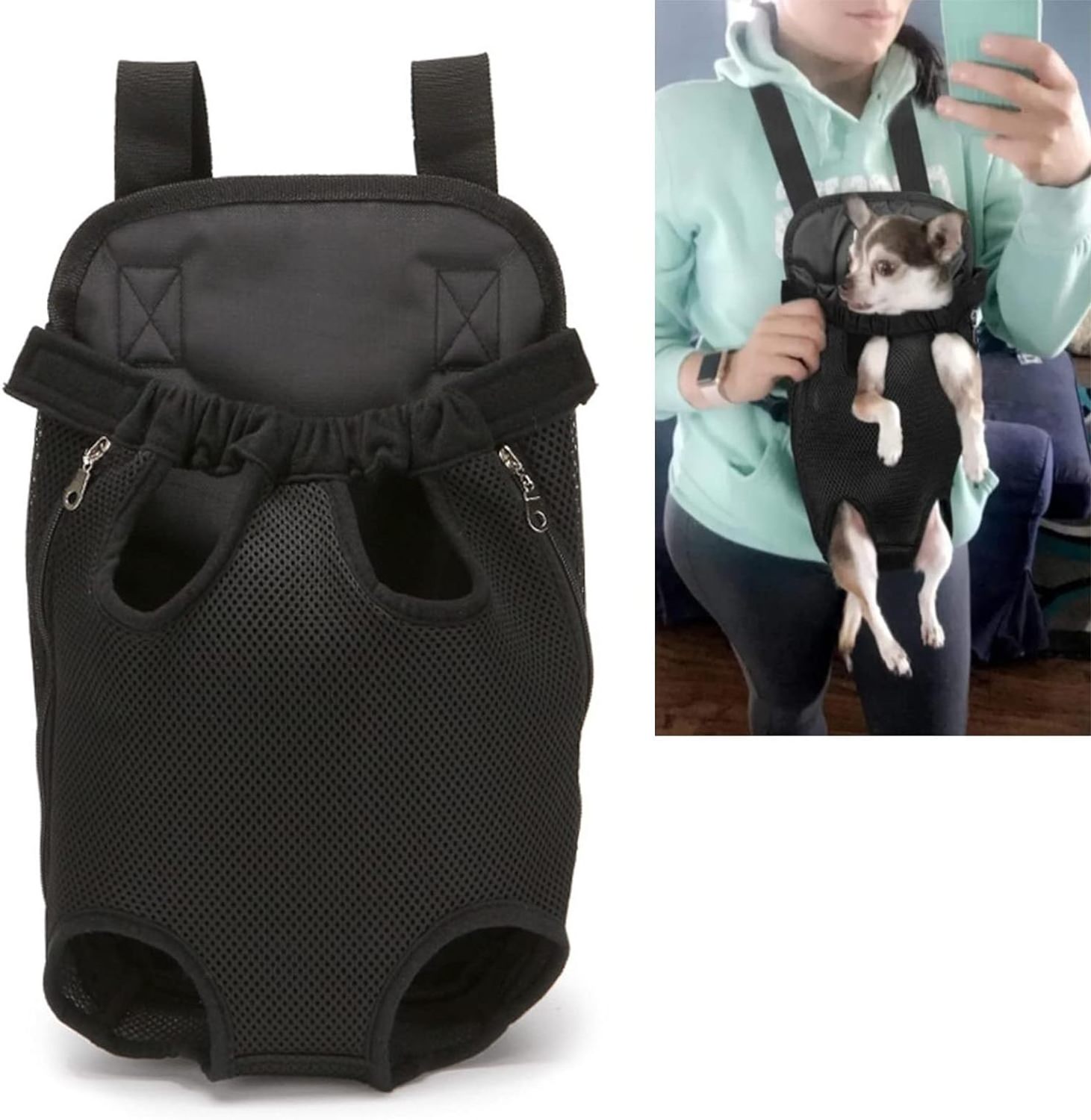 Adjustable Soft Breathable Dog Front Carrier Backpack Legs Out Easy Fit Hands Free Dog Travel Carrier Pack Bag