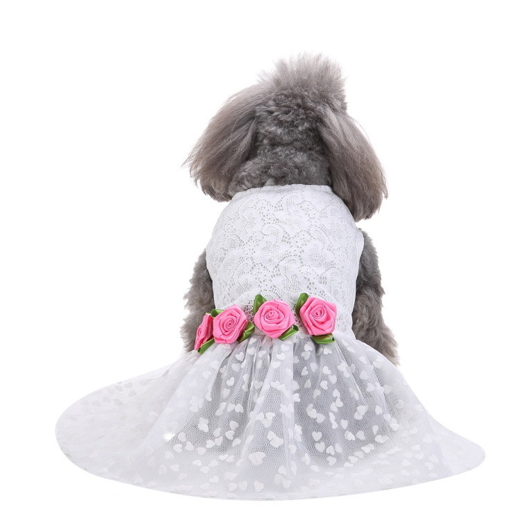 Cute Puppy Clothes Floral Fruits Pattern Female Pet Dog Princess Bowknot Dress Doggie Cat Outfit for Yorkie Chihuahua