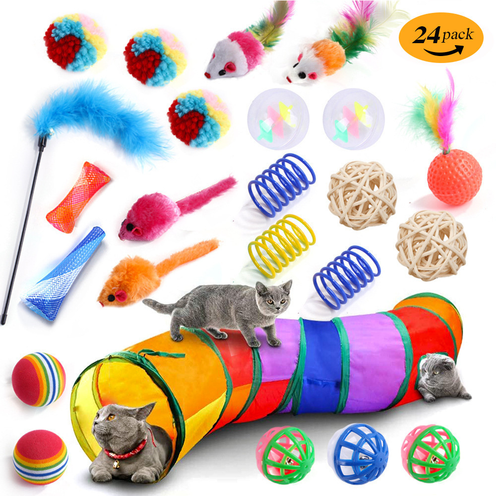 Wholesale 21 Pcs Pack Interactive Cat Toy Collection Cat Toy Set Feather Mouse Teaser Pet Cat Toy