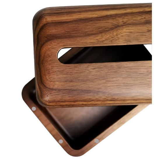 Durable High End Whole Piece Black Walnut Wood Tissue Box Cover Rectangle Holder Facial Tissue Dispenser Box