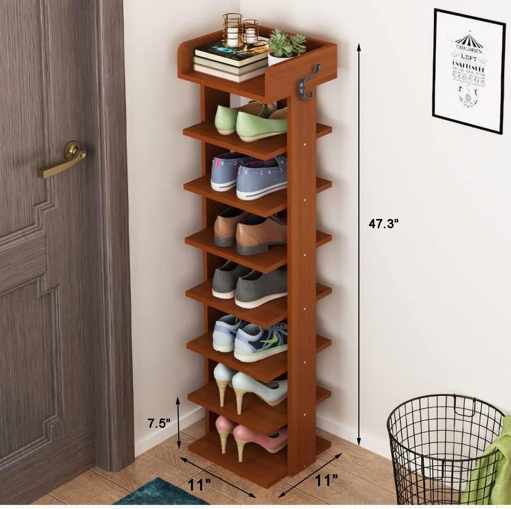 Wooden vertical shoe rack, modern shoe rack storage rack, super space-saving, vertical wall frame affixed