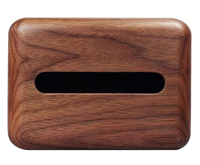 Durable High End Whole Piece Black Walnut Wood Tissue Box Cover Rectangle Holder Facial Tissue Dispenser Box