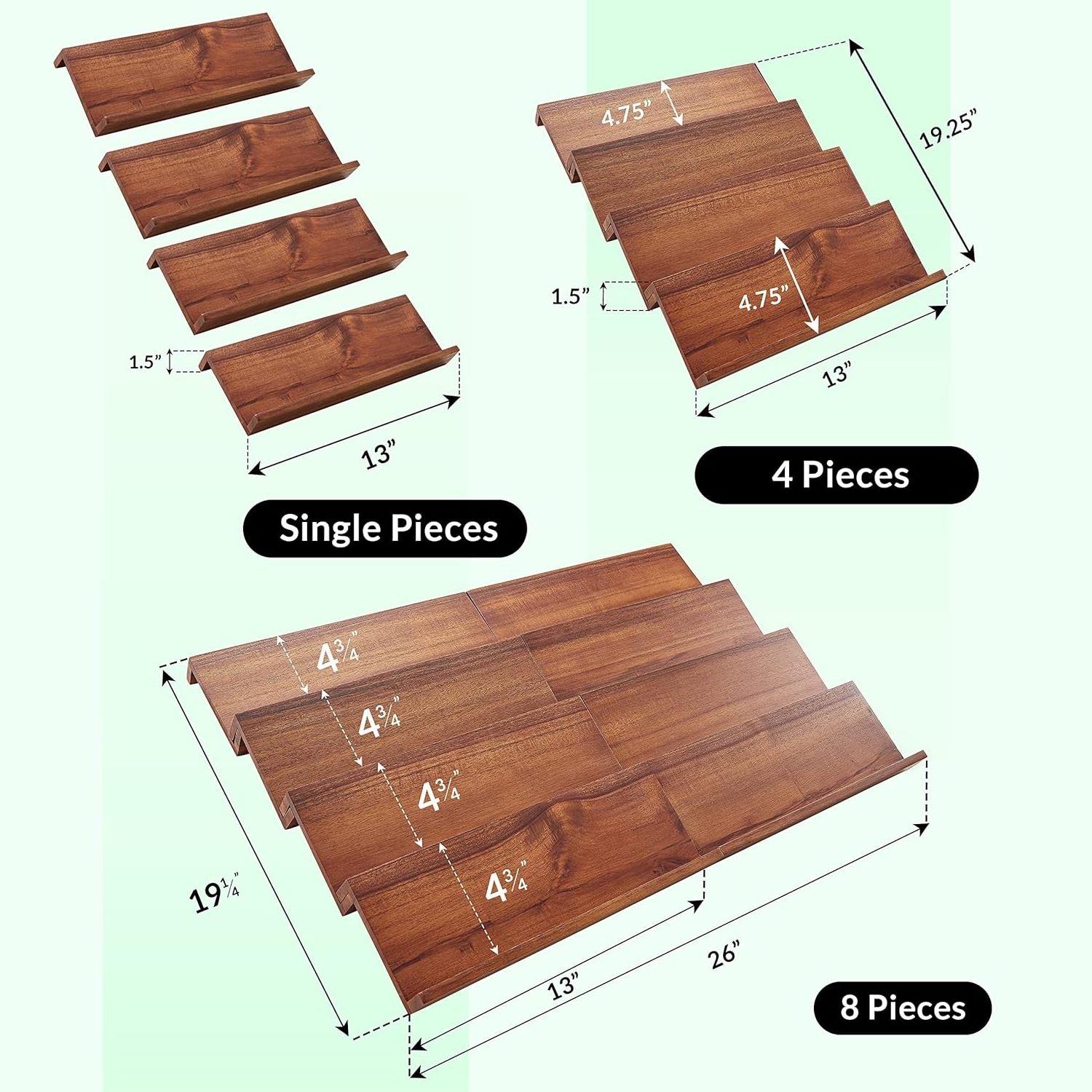 Wooden Tray Spice Racks Organizer for Drawer 4 Tier Spice Storage Shelf for Cabinet Kitchen Seasoning Storage